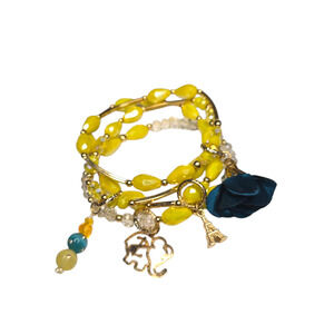 Rubylishious 
Handmade yellow Glass bead 4 piece set bracelet
One size
Has eiffe